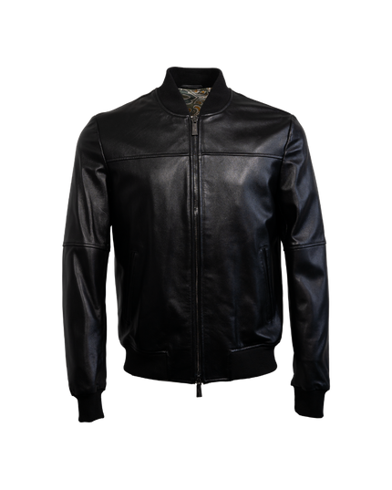 Veste en cuir bombardier noir