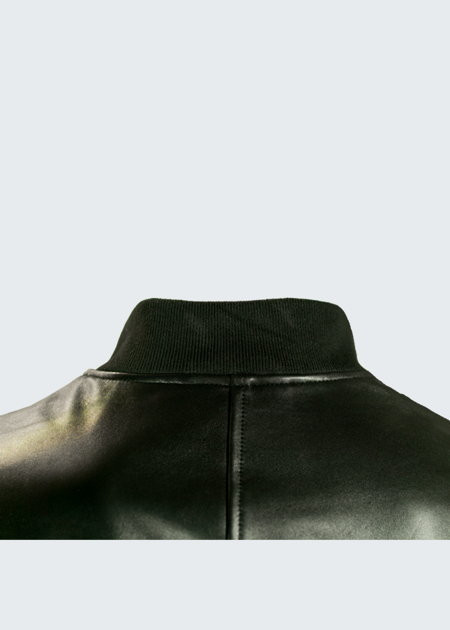 Veste en cuir bombardier noir
