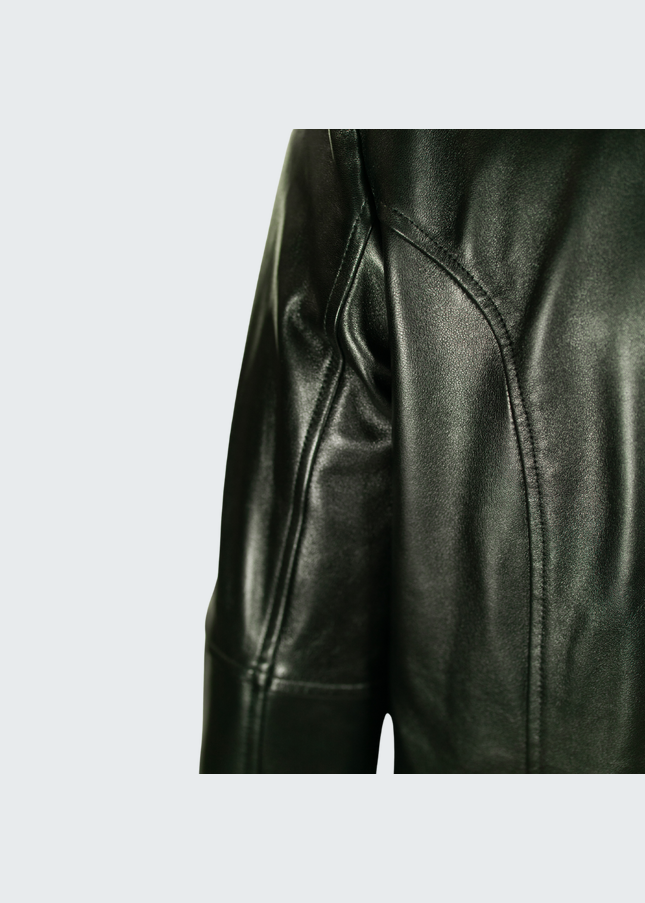 Veste en cuir bombardier noir